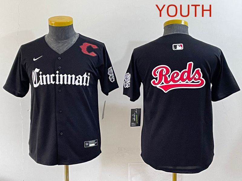 Youth 2025 Cincinnati Reds Blank Black Five generations Joint Name Nike MLB Jersey style 8